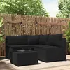 Image de vidaXL Salon de jardin 4 pcs avec coussins Noir Résine tressée