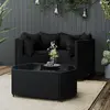 Image de vidaXL Salon de jardin 4 pcs avec coussins Noir Résine tressée