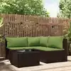 Image de vidaXL Salon de jardin 4 pcs avec coussins Marron Résine tressée