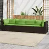 Image de vidaXL Salon de jardin 4 pcs avec coussins Marron Résine tressée