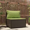 Image de vidaXL Canapé central de jardin avec coussins marron résine tressée