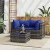 Image de vidaXL Salon de jardin 3 pcs avec coussins Gris Résine tressée