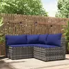 Image de vidaXL Salon de jardin 3 pcs avec coussins Gris Résine tressée