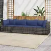 Image de vidaXL Salon de jardin 4 pcs avec coussins Gris Résine tressée