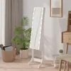 Image de vidaXL Miroir sur pied blanc avec LED blanc 34x37x146 cm