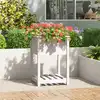 Image de vidaXL Jardinière avec étagère Blanc 54x54x81 cm Bois massif de pin