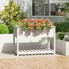 Image de vidaXL Jardinière avec étagère Blanc 111,5x54x81 cm Bois massif de pin
