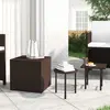 Image de vidaXL Tables d'appoint 3 pcs marron résine tressée