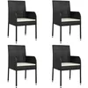 Image de Chaises de jardin avec coussins 4 pièces en polyrotin noir