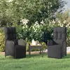 Image de vidaXL Chaises inclinables d'extérieur et coussins lot de 2 Poly rotin