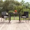 Image de vidaXL Table de jardin dessus en verre Noir 90x90x75 cm Résine tressée