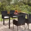 Image de vidaXL Table de jardin dessus en verre Noir 150x90x75cm Résine tressée