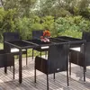 Image de vidaXL Table de jardin dessus en verre Noir 190x90x75cm Résine tressée