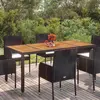 Image de vidaXL Table de jardin dessus en bois Noir 190x90x75 cm Résine tressée