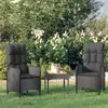 Image de vidaXL Salon de jardin 3 pcs avec coussins Noir Résine tressée