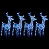 Image de vidaXL Rennes de Noël 4 pcs 160 LED Bleu Acrylique