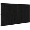Image de vidaXL Tête de lit murale Noir 204x3x110 cm Bois massif de pin