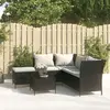 Image de vidaXL Salon de jardin 4 pcs avec coussins Noir Résine tressée