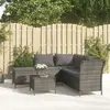 Image de vidaXL Salon de jardin 4 pcs avec coussins Gris Résine tressée