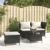 Image de vidaXL Salon de jardin 3 pcs avec coussins Noir Résine tressée