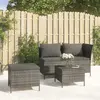 Image de vidaXL Salon de jardin 3 pcs avec coussins Gris Résine tressée