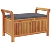 Image de Revera Banc de rangement pour jardin, coussin 91 cm, bois massif Acacia