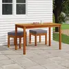 Image de vidaXL Ensemble à manger de jardin 3 pcs et coussins Acacia solide