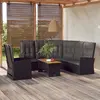 Image de vidaXL Salon de jardin 3 pcs avec coussins Noir Résine tressée