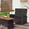 Image de vidaXL Banc de jardin inclinable et coussins noir 118cm résine tressée