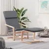 Image de vidaXL Chaise de relaxation avec repose-pied Gris foncé Tissu
