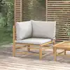 Image de vidaXL Canapé d'angle de jardin avec coussins gris clair bambou