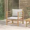 Image de vidaXL Canapé de jardin avec coussins gris clair bambou