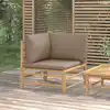 Image de vidaXL Canapé d'angle de jardin avec coussins taupe bambou