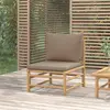 Image de vidaXL Canapé central de jardin avec coussins taupe bambou