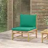 Image de vidaXL Canapé central de jardin avec coussins vert bambou