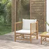 Image de vidaXL Canapé de jardin avec coussins blanc crème bambou