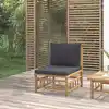 Image de vidaXL Canapé central de jardin avec coussins gris foncé bambou