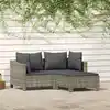 Image de vidaXL Salon de jardin 3 pcs avec coussins Gris Résine tressée