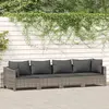 Image de vidaXL Salon de jardin 4 pièces avec coussins en polyrotin gris