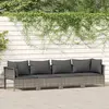 Image de vidaXL Salon de jardin 4 pièces avec coussins en polyrotin gris