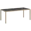 Image de vidaXL Table de Jardin Beige 190 x 90 x 75 cm polyrotin, Table d'extérieur, style moderne, mobilier de jardin résistant, salle à manger contemporaine, patio en rotin, terrasse chic