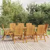Image de vidaXL Ensemble à manger de jardin 9 pcs Bois de teck solide