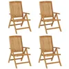 Image de vidaXL Fauteuils pliants inclinables, 4 pièces, en bois de teck massif