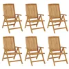 Image de vidaXL Fauteuils pliants inclinables, 6 pièces, en bois de teck massif