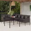 Image de vidaXL Ensemble à manger de jardin coussins 2pcs noir résine tressée