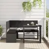 Image de vidaXL Canapé de jardin avec table et coussins en forme de L noir