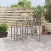 Image de vidaXL Table de bar et dessus en verre gris 110x70x110 cm poly rotin