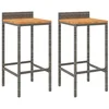 Image de vidaXL Lot de 2 Tabourets de Bar, Chaise de Pub, Siège de Bistrot, Meuble de Salle à Manger Cuisine Salon Maison Intérieur, Gris Résine Tressée et Bois d'Acacia