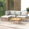Image de vidaXL Salon de jardin 5 pcs avec coussins gris clair bambou