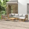 Image de vidaXL Salon de jardin 7 pcs avec coussins gris clair bambou